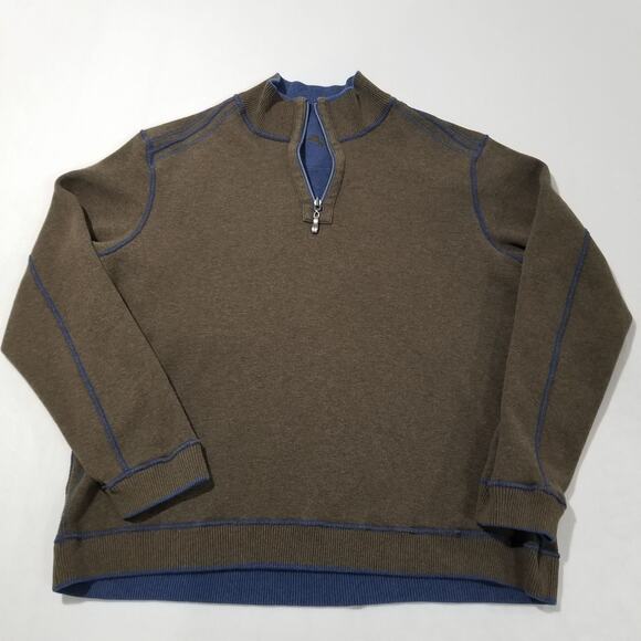 Tommy Bahama Size Large Flipshore Half Zip Reversible Sweatshirt Cobalt Blue - Picture 5 of 10